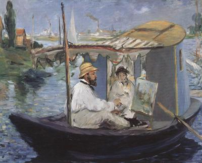 Edouard Manet Monet Painting in his Studio Boat (nn02) Sweden oil painting art